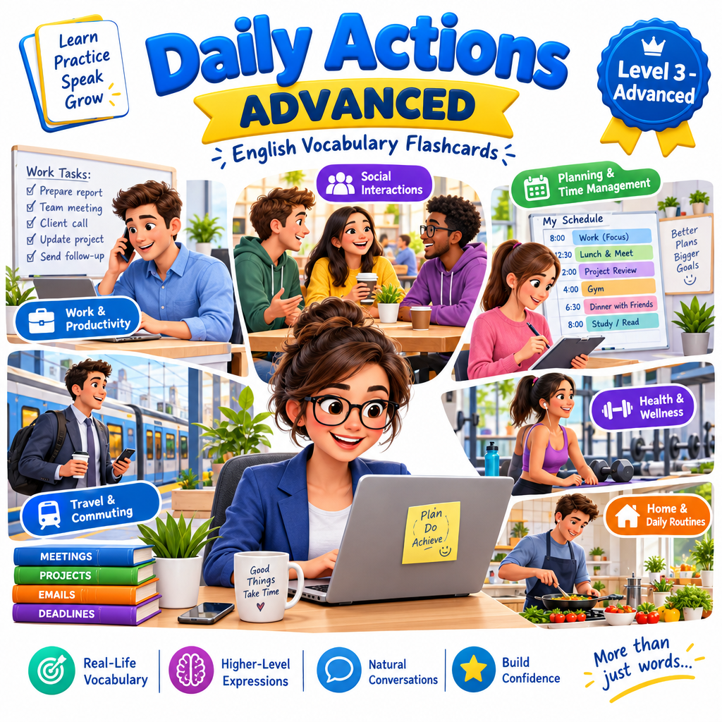 Daily Actions Vocabulary Flashcards Advanced Level 3 cover