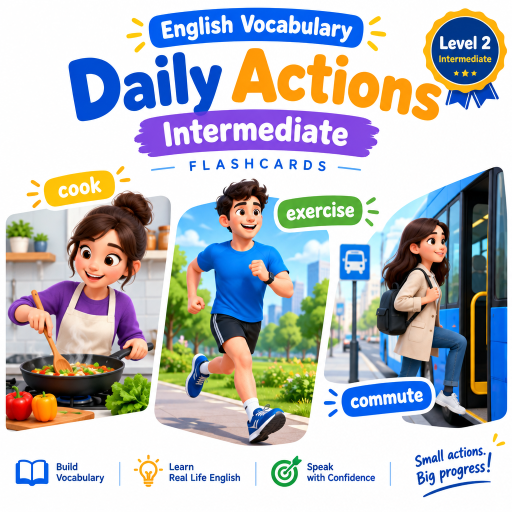 Daily Actions Vocabulary Flashcards Intermediate Level 2 cover