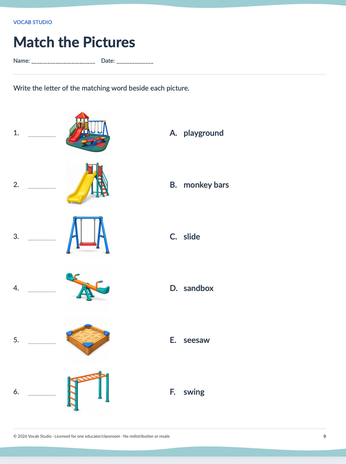Match the Pictures worksheet